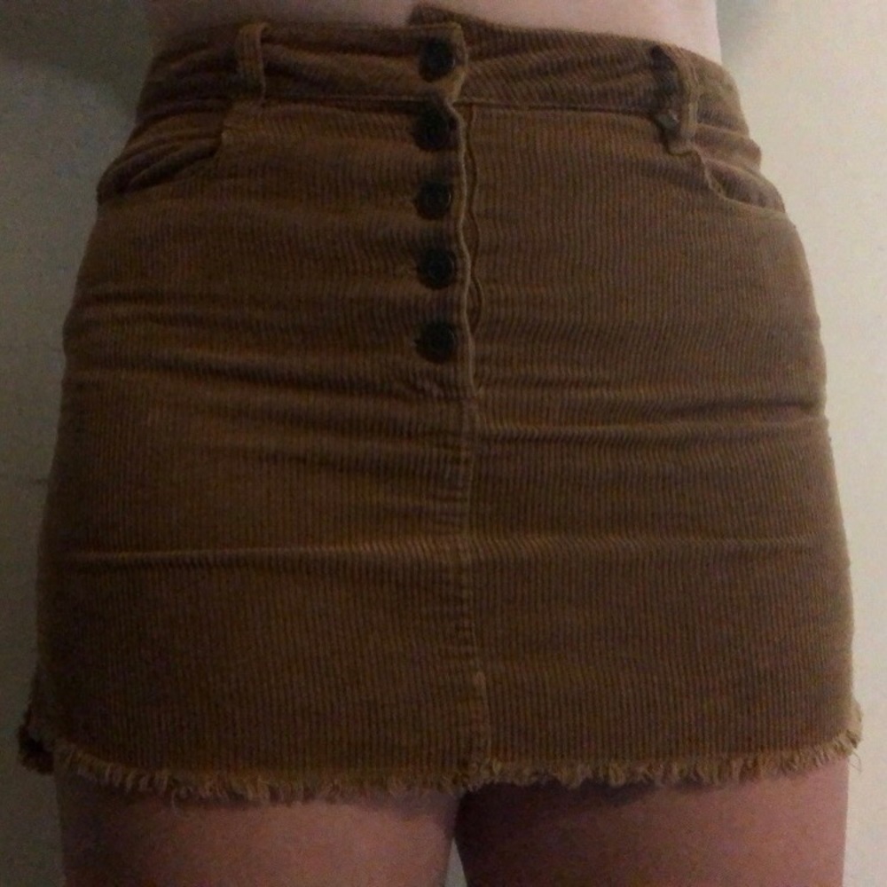 Yellow/tan corduroy skirt